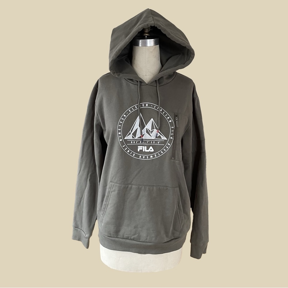 Fila Olive Green Graphic Zip Hoodie